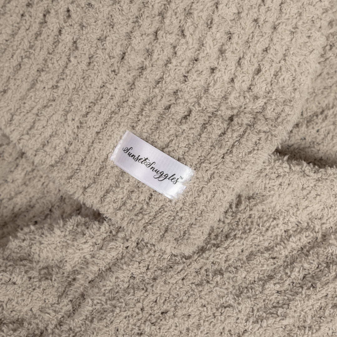 Greige Waffle Extended Throw