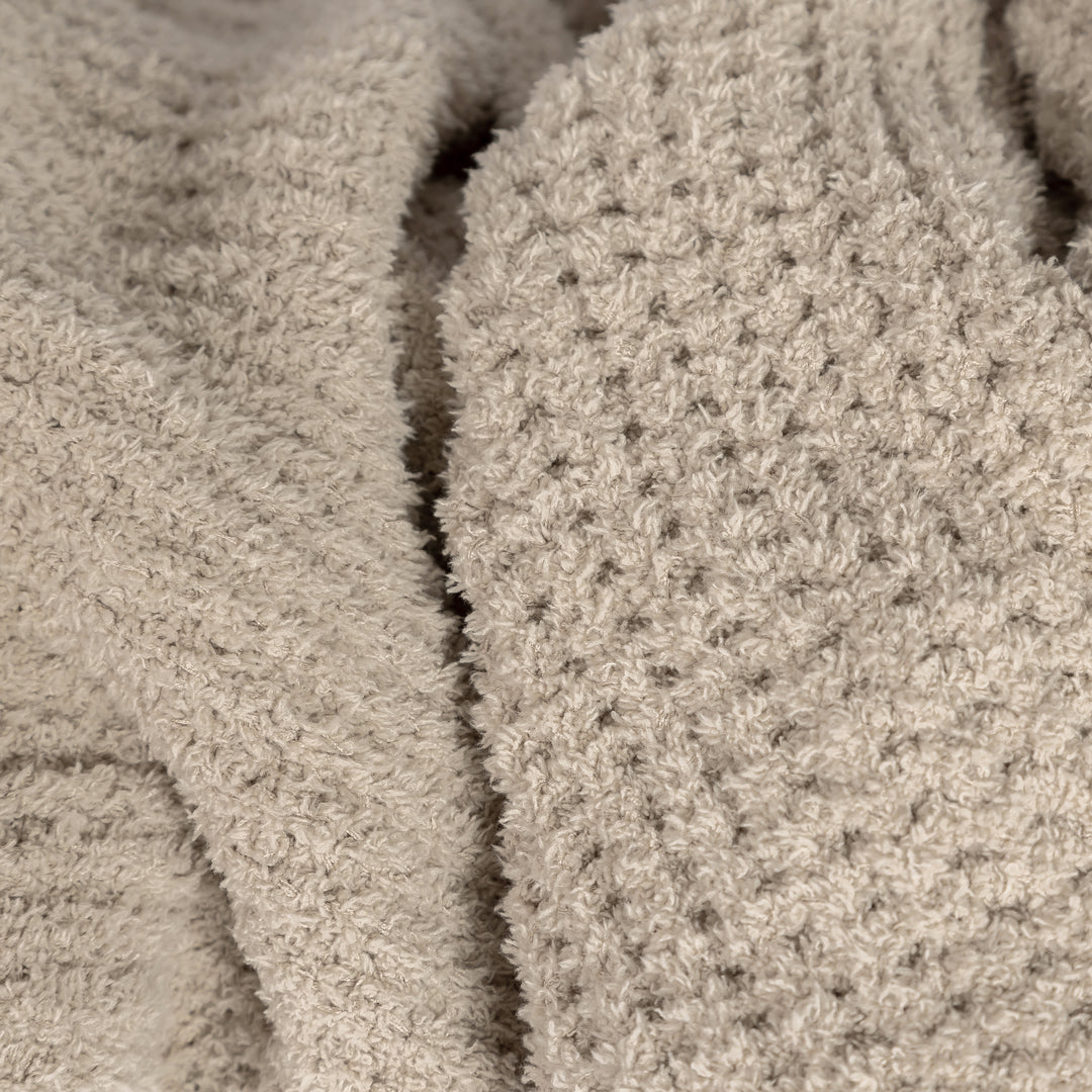 Greige Waffle Extended Throw