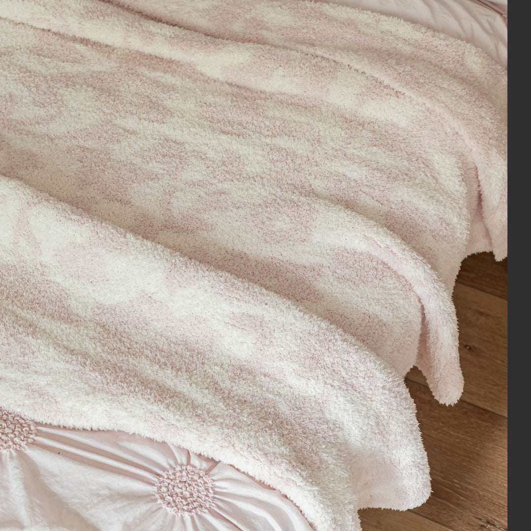 Primrose Pink and Soft White Vintage Floral Print Extended Throw