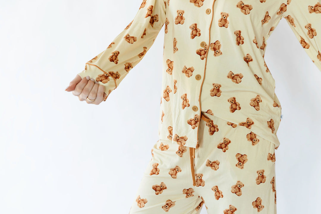 Teddy Bear Adult Button Down Long Sleeve Pajama Top