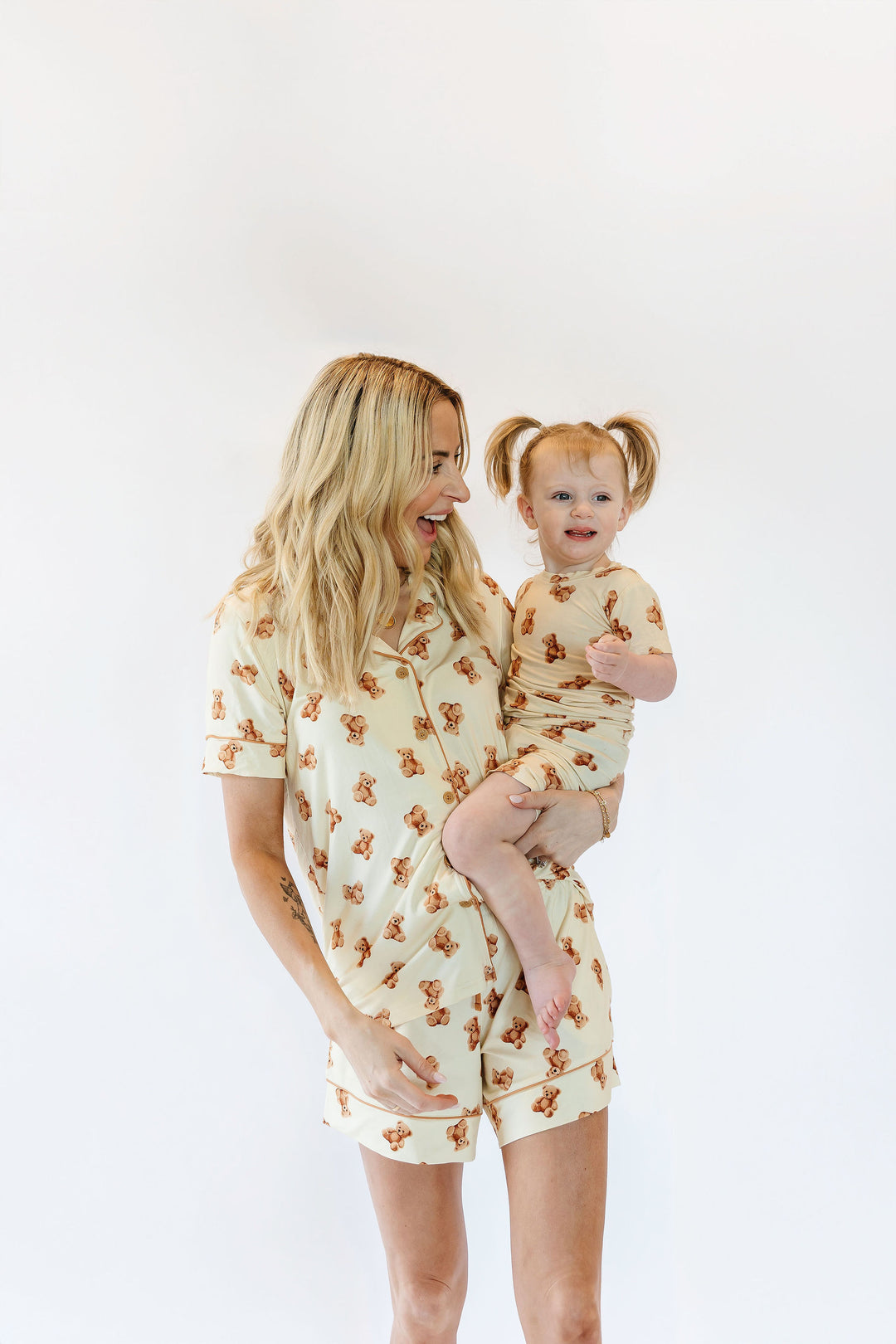 Teddy Bear Adult Button Down Short Sleeve Pajama Top