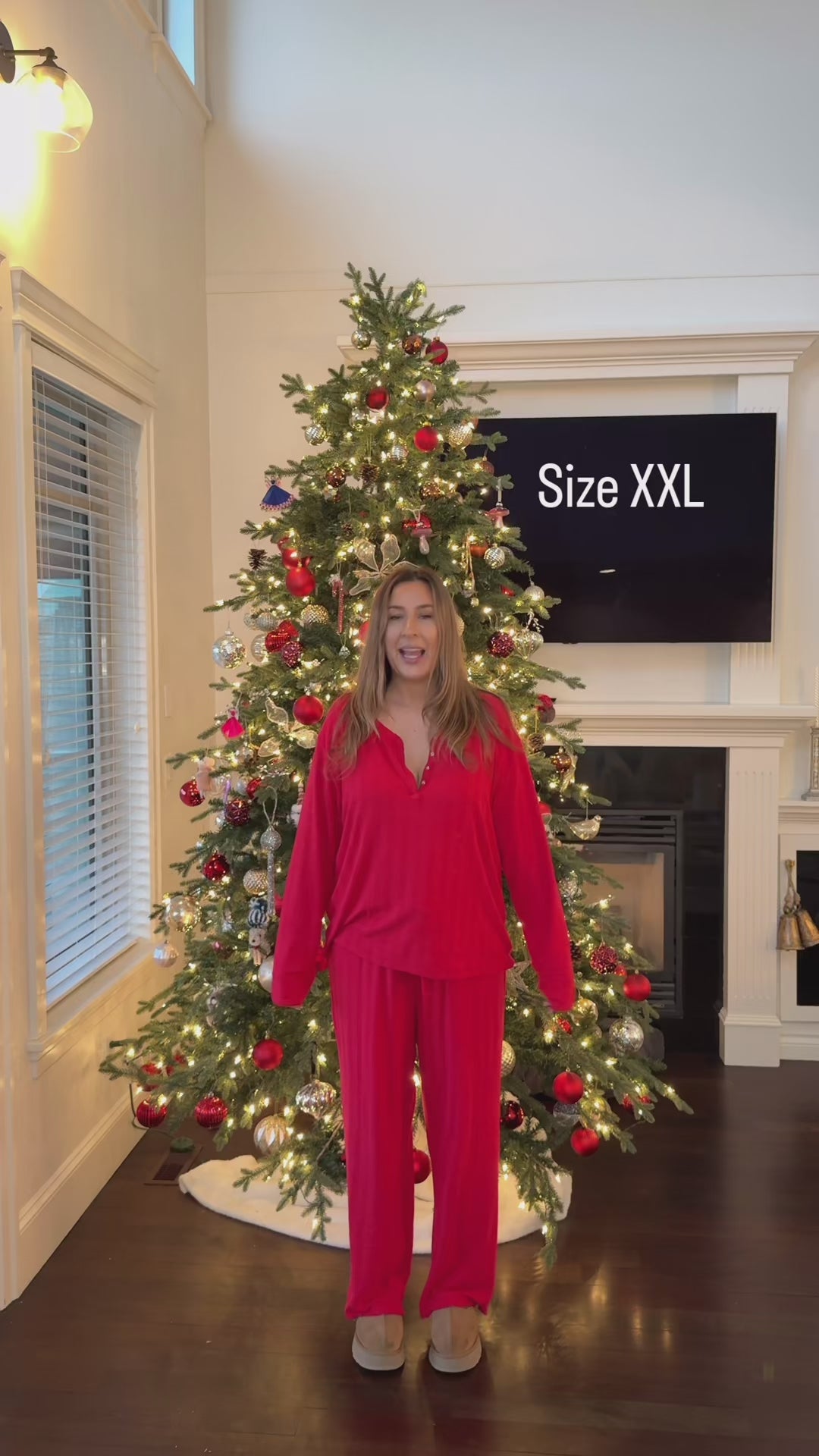 Red Ladies Long Pajama Set