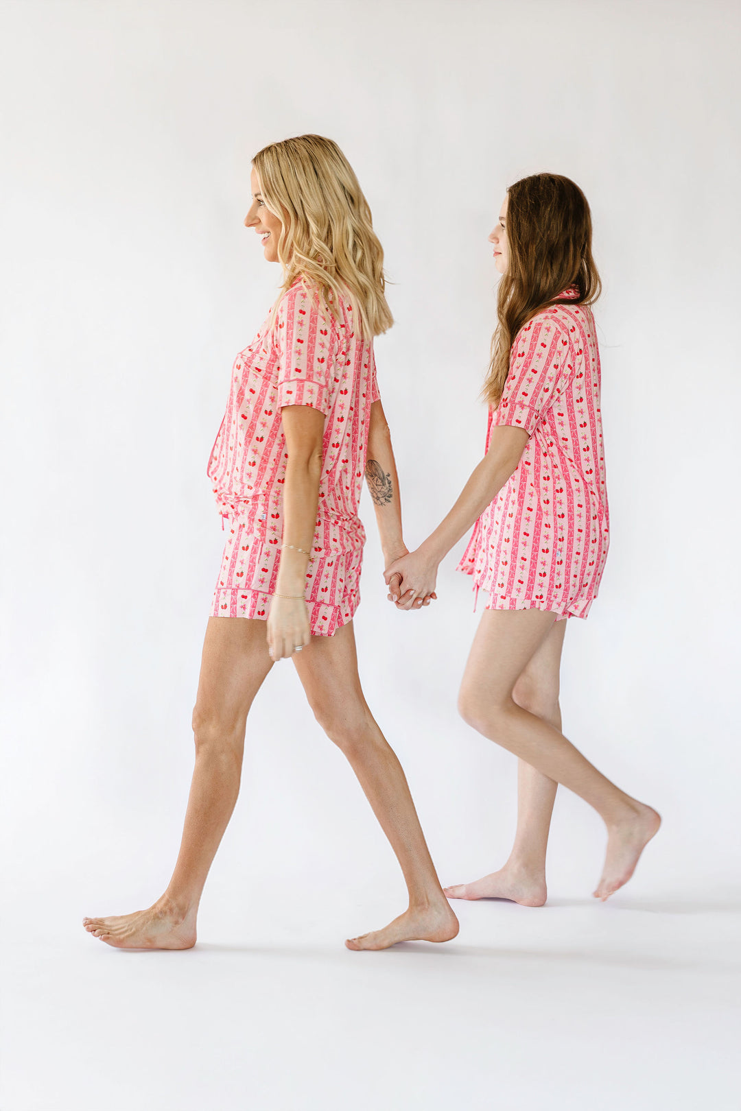 Pink Strawberry & Cherry Bows Adult Pajama Shorts