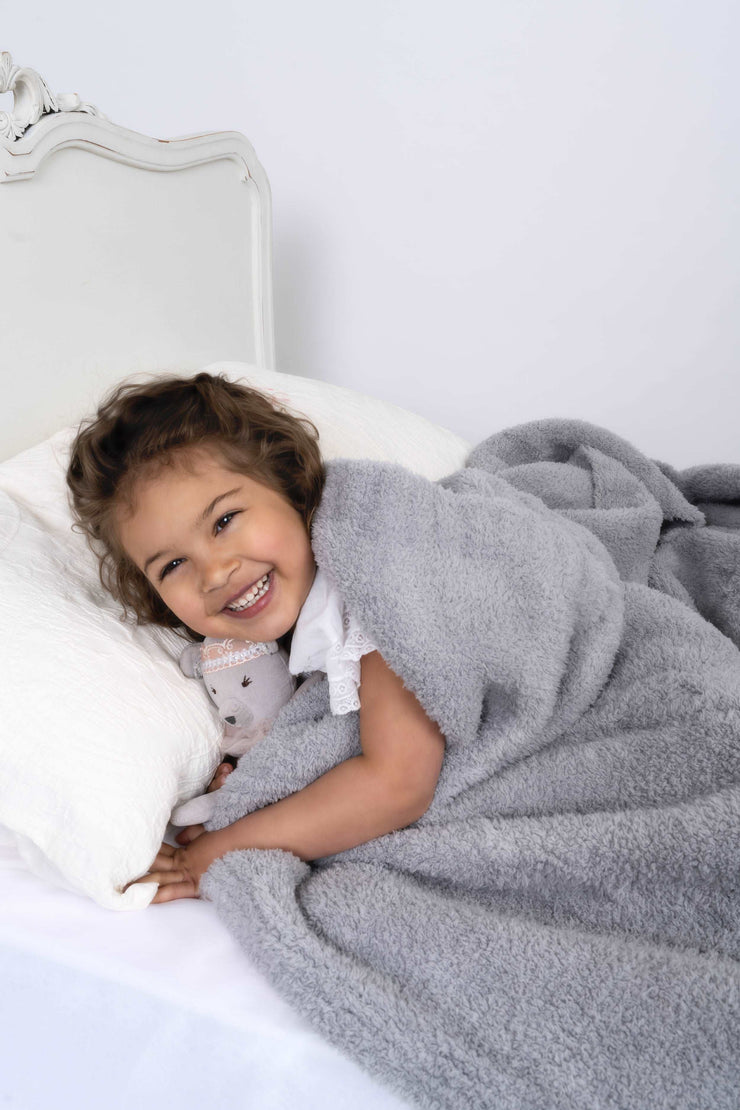 Ultimate Grey Cable Knit Mommy & Me Blanket Set