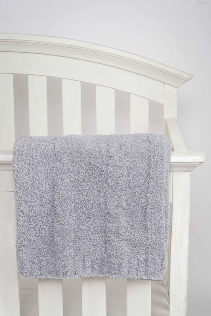 Ultimate Grey Cable Knit Mommy & Me Blanket Set