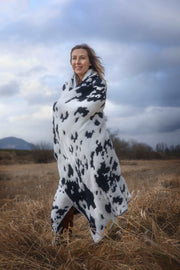 black and white cow print throw blanket fluffy soft plush luxury