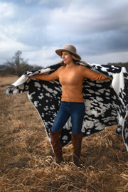 Black & White Cow Print Extended Throw Blanket