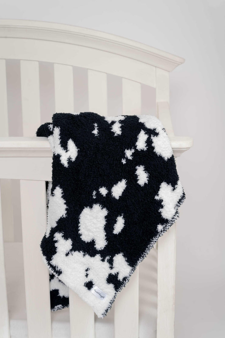cow print black and white toddler baby blanket