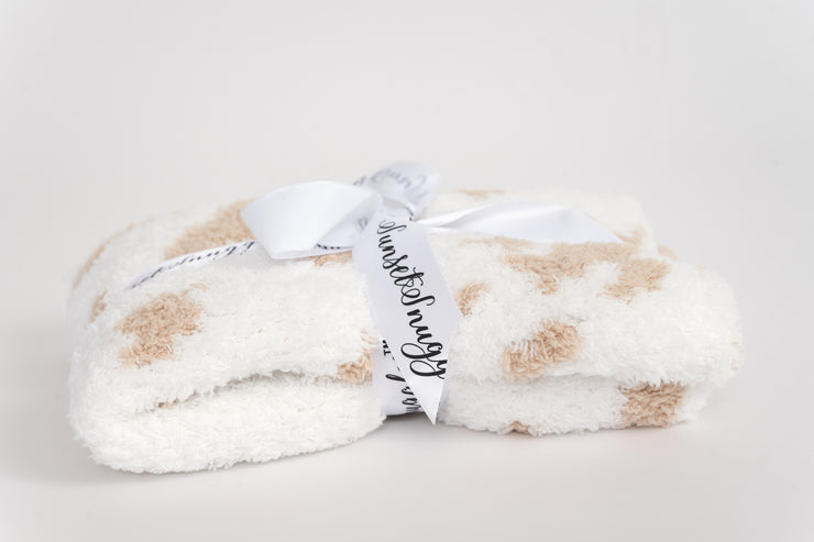 Tan & White Cow Print Lovey Baby Blanket