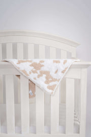 Tan & White Cow Print Lovey Baby Blanket