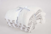 beautiful world's best softest throw blanket white and grey diamond edge with tassels