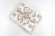 diamond point beige and white lovey baby blanket