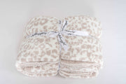 leopard blushing beige and white extended throw blanket