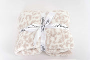 leopard print blushing  beige and white toddler blanket