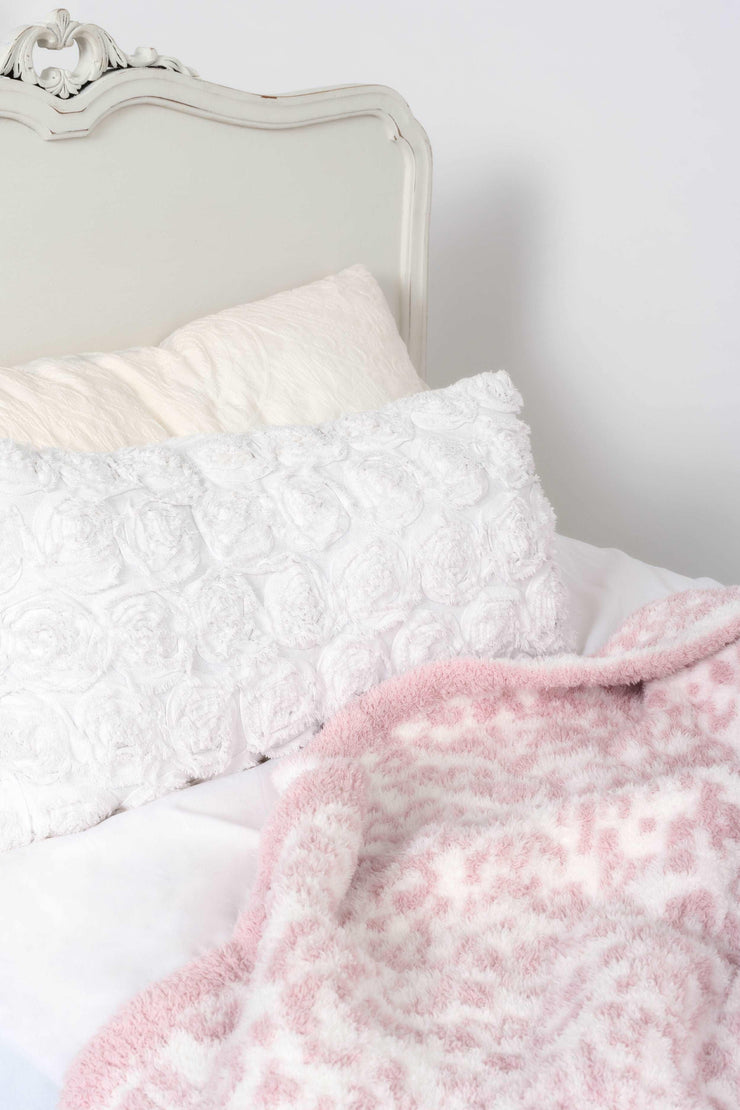 leopard print rose pink and white twin blanket