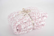 rose pink and white leopard print extended throw blanket