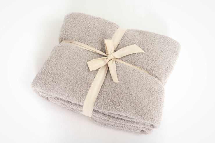 solid rib greige throw blanket