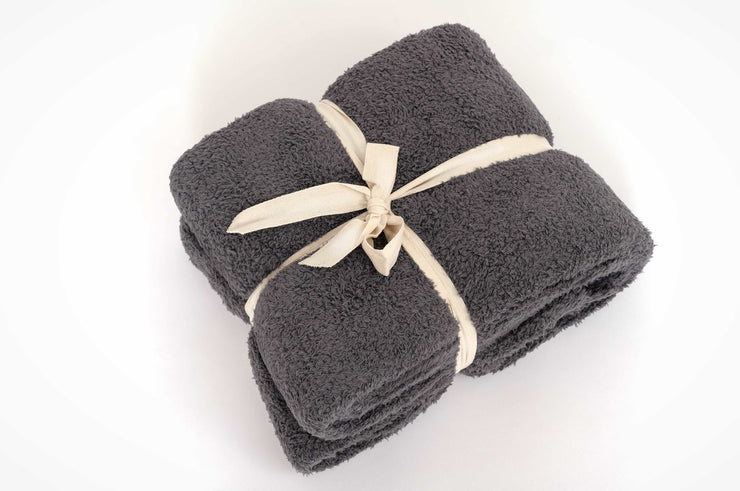 solid ribbed smokey grey throw blanket