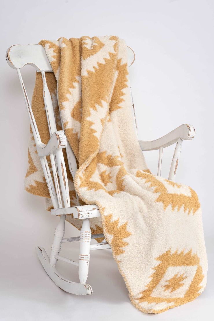 plush softest blanket in caramel butter south west design pattern