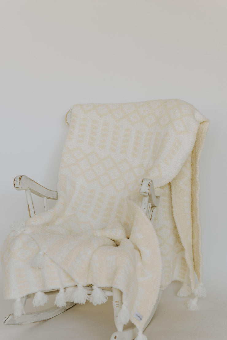 Birch & Marshmallow Tassel Extended Throw - Sunset Snuggles