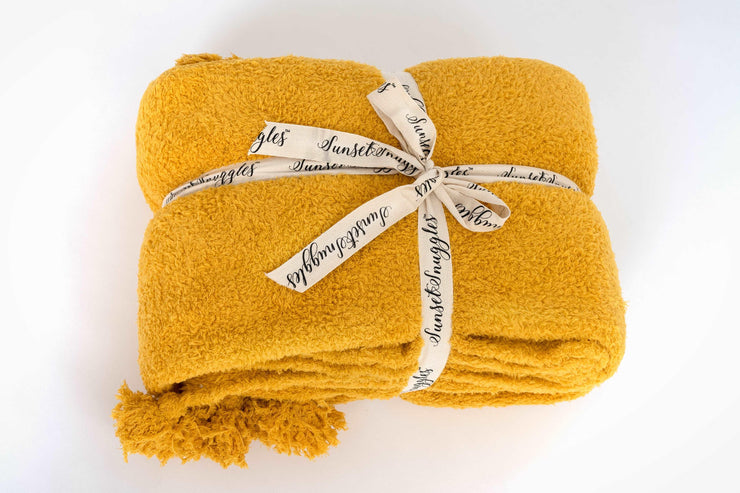 spicy mustard throw blanket with tassel