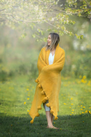 tassel spicy mustard standard throw luxury blanket beautiful yellow trendy